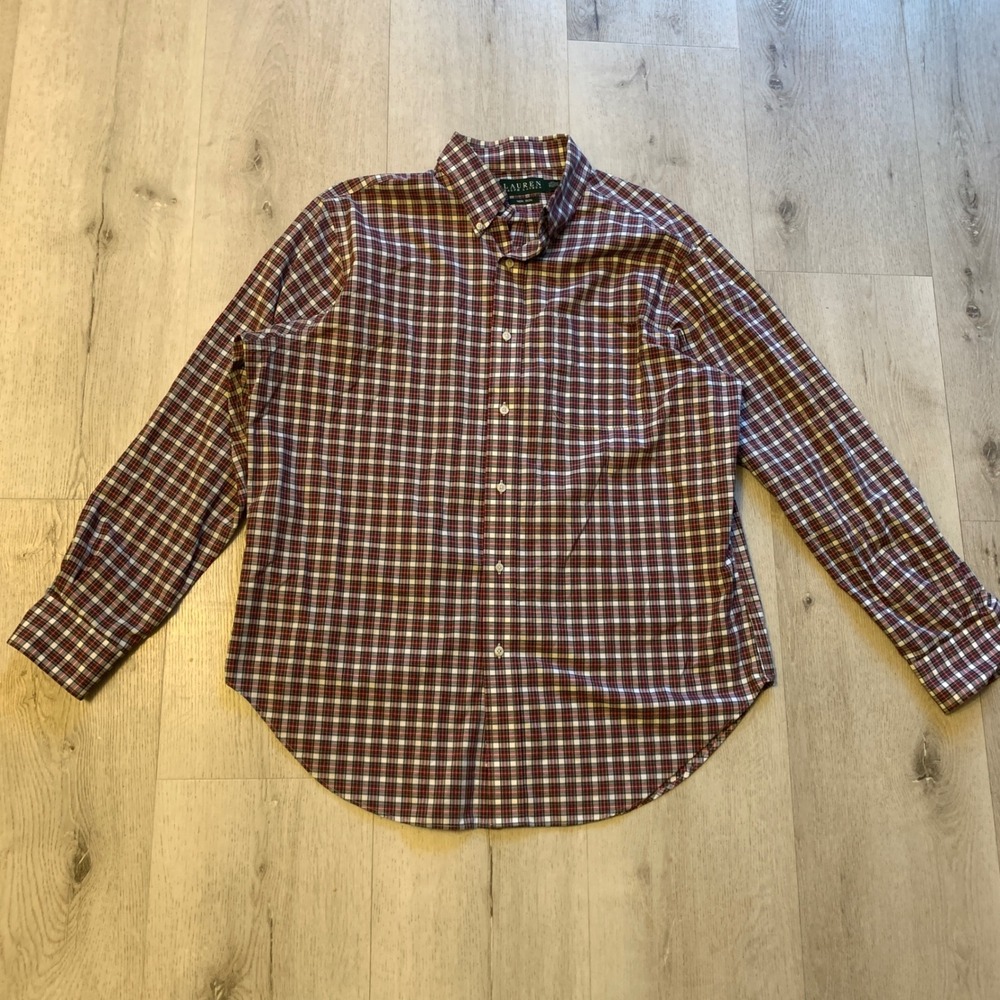 Lauren Ralph‎ Lauren Men's Red Plaid Button Down Shirt 16.5